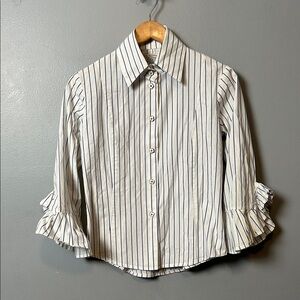 Vintage Fine Garment by Bell Striped Ruffle Sleeve Shirt size S